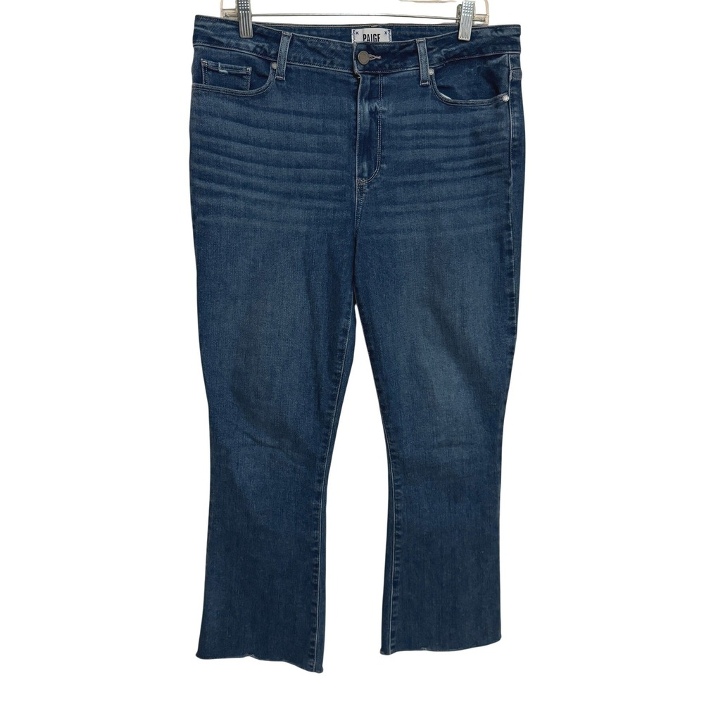 Paige Rory Crop Flare Jeans Womens 32 High Rise Denim Chrisley Distressed DNMF50